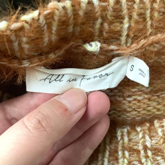 3/$15 All In Favor Soft Fuzzy Striped Sweater in Pink Brown Multi - Picture 7 of 9